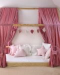 rosa betthimmel, musselin hausbett-himmel